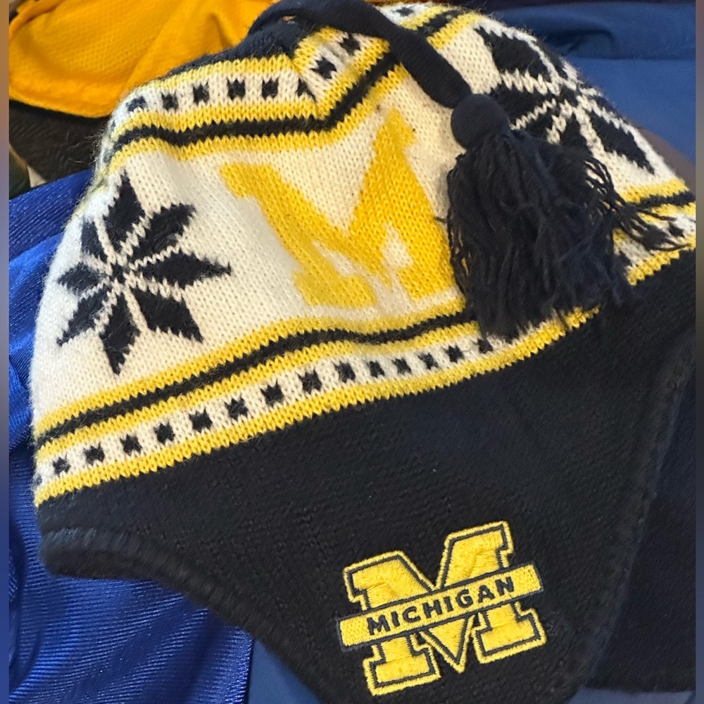 Michigan Fleece Lined Tie Beanie